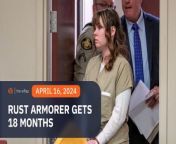 Weapons handler for the movie Rust Hannah Gutierrez is sentenced to 18 months in prison for the death of cinematographer Halyna Hutchins.&#60;br/&#62;&#60;br/&#62;Full story: https://www.rappler.com/entertainment/movies/rust-armorer-sentenced-18-months-fatal-shooting-alec-baldwin/