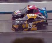 Sam Mayer makes contact with the No. 19 of Taylor Gray, sending Gray into the outside wall to bring out the late caution at Dover.