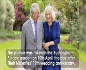 Buckingham Palace has released this new photo of the King and Queen. &#60;br/&#62; &#60;br/&#62;The picture was taken in the Buckingham Palace garden on the morning of 10th April, the day after Their Majesties’ 19th wedding anniversary. &#60;br/&#62; Report by Ahmads. Like us on Facebook at http://www.facebook.com/itn and follow us on Twitter at http://twitter.com/itn