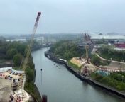 Latest footage shows scale of Sunderland&#39;s new footbridge as work forges ahead