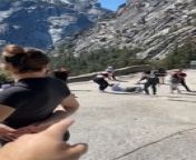 A man decided to propose to his partner at Yosemite National Park in California. Unfortunately, he lost his balance when he fell to one knee and tumbled a short distance down the slope they were standing on.