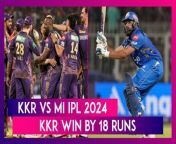 Kolkata Knight Riders defeated Mumbai Indians by 18 Runs to secure their ninth win of the IPL 2024. Defending 157 runs in rain-curtailed encounter, KKR restricted MI for 139/8.&#60;br/&#62;
