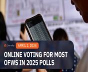 Online voting will be the primary mode of casting ballots for overseas Filipinos in the 2025 midterm elections, except in countries with internet restrictions.&#60;br/&#62;&#60;br/&#62;Full story: https://www.rappler.com/philippines/shift-online-voting-overseas-filipinos-2025-elections/&#60;br/&#62;